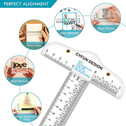 3PCS 6''/12 '' Acrylic Clear Edge Rulers T-Square Ruler, inches and Metric Zero-Centering, T Square Ruler Transparent,for Crafting Drafting and General Layout Work Art Framing & Drafting Scrapbooking - color: 3PCS Clear Acrylic Ruler