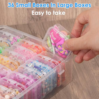 Bead Organizer Box 72 Pcs Small Clear Plastic Containers for Craft Jewelry