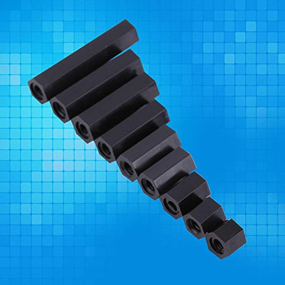 BORDSTRACT 100Pcs M3x12 Black Nylon Spacers - size: M3x12
