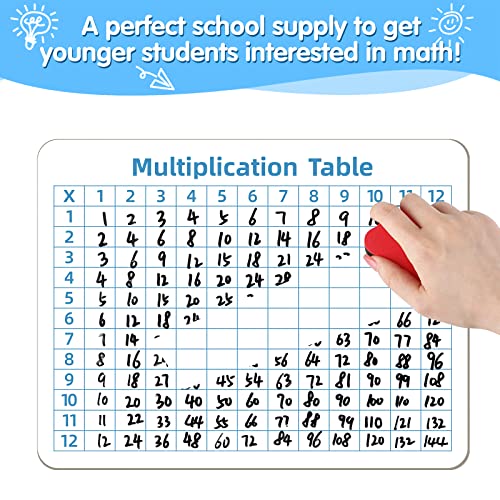 Multiplication Chart Whiteboard - Double-Sided Times Table, 9" x 12" Dry Erase Board, Math Manipulatives White Board for Kids Students, Classroom and Home Learning - style: Multiplication