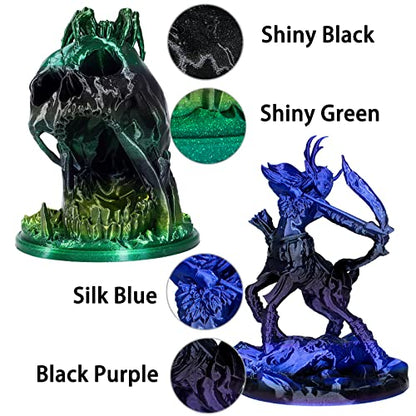OVV3D PLA 3D Printer Filament Bundle, Shiny PLA Multicolor Pack - color: Black Blue Purple Green