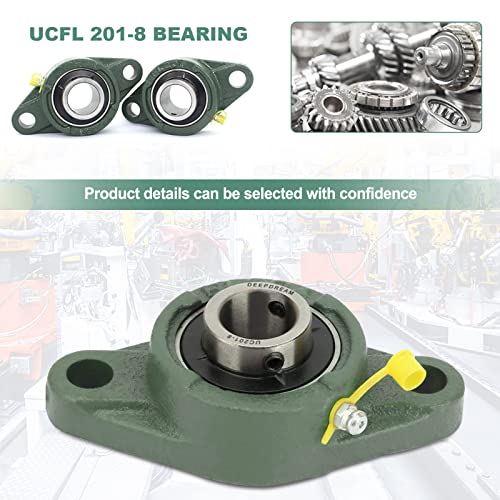 2 Pcs of DEEPDREAM UCFL201-8 Pillow Block Bearing, 1/2 inch Bore, 2 Bolt Flange Mounted Pillow Bearing, Self Alignment - size: UCFL201-8-2Pcs
