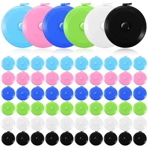 60 Pack Soft Retractable Measuring Tape Double-Scale 60 Inch/150cm for Body Measuring Metric Tape Measure Sewing Craft Cloth Tape Measure Tailor Cloth Knitting Home Craft Measurements (6 Colors)