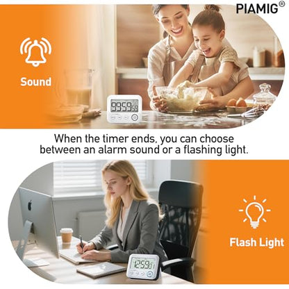 Digital Kitchen Timer Alarm Clock for Cooking, Large LCD Display Multi-Function, Strong Magnetic with Loud Alarm, Digital Timer for Kids,Teachers,Classroom, Exercise or Work (Black)