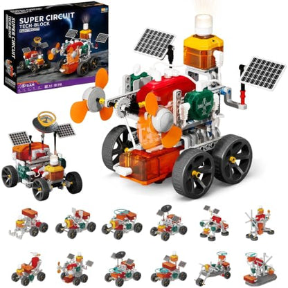 STEM Science Circuit Board Set, 218PCS Edu Smart Lab Building Kit with 19 Models, Physics Experiment Car Kit for Kids, Educational Engineering Toy