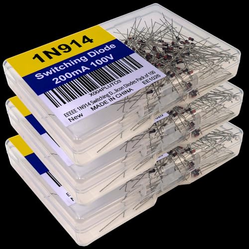 EEEEE 1N914 Diode (100pcs) Small Signal Fast Switching Diodes High-Speed Axial 200mA 100V 200 mA 100 Volt IN914 914 Switching Diode Electronic Silicon Diodes - style: 1N914