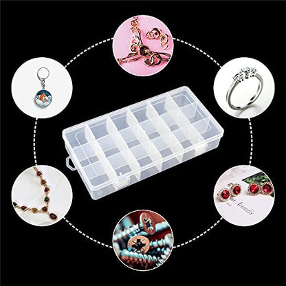 5 Pack 18 Compartment Organizer Box with Parkical Adjustable Dividers, 18 Grids Plastic Storage Container for Jewelry, Craft DIY, Bead Organizer, Sewing, Dip Powder, Hair Accessories - size: 5 Pack 18 Compartment Organizer Box