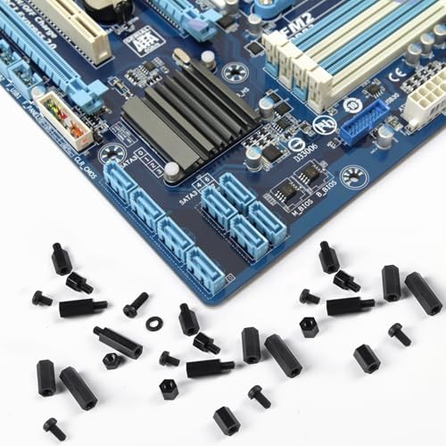 350Pcs M4 Male Female Nylon Hex Spacer Standoff Screw Nut Assorted Assortment Kit Threaded Pillar for PCB Circuit Board Motherboard Standoffs Black - size: 350Pcs M4