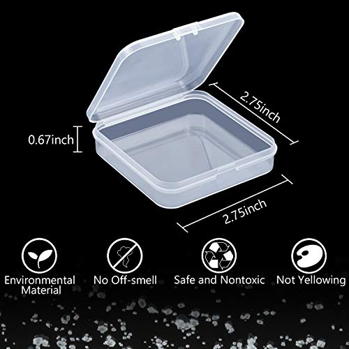 SATINIOR 24 Pcs Small Clear Plastic Container Box, 2.8 x 2.8 x 0.67 in - size: 2.8 x 2.8 x 0.7 in