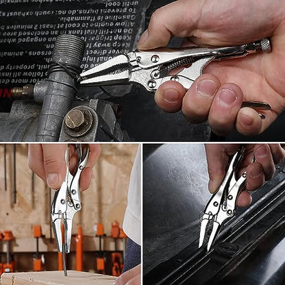 WORKPRO 4-1/2 inch Mini Long Nose Locking Pliers - size: 4-1/2"