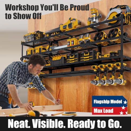 XLarge 64''W Power Tool Organizer Wall Mount, 4-Tier - size: 64''Width (XLARGE)
