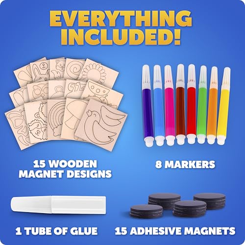 Blue Marble Wooden Magnet Painting Craft Kit with 15 Nature Designs