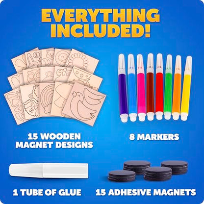 Blue Marble Wooden Magnet Painting Craft Kit with 15 Nature Designs