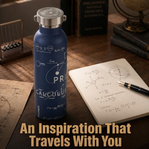 Isaac Newton 20 oz Insulated Water Bottle, Physics & Science Gift - color: Principia