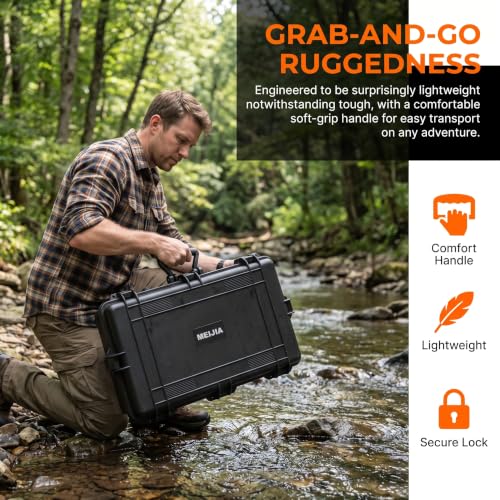 MEIJIA All Weather Waterproof Hard Camera Case,Hard Case with Customizable Fit Foam,Fit Use of Drones,Camera,Equipments,Pistols,Elegant Black (Black, 28.84"x16.92"X7.08") - size: 28.84" x 16.92" x 7.08"