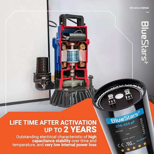 [2025 Upgraded] BlueStars 270-324 uF MFD 330 VAC Motor Start Capacitor