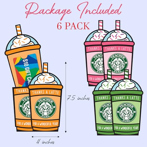 KATINAT 6 Pcs Teacher Appreciation Gift Card Holder, Teacher Fuel Teacher Gifts,Teacher Survival Kit Thank You Gifts for Women Men, End of Year Gifts Graduation First Day Back to School - color: Teacher Fuel