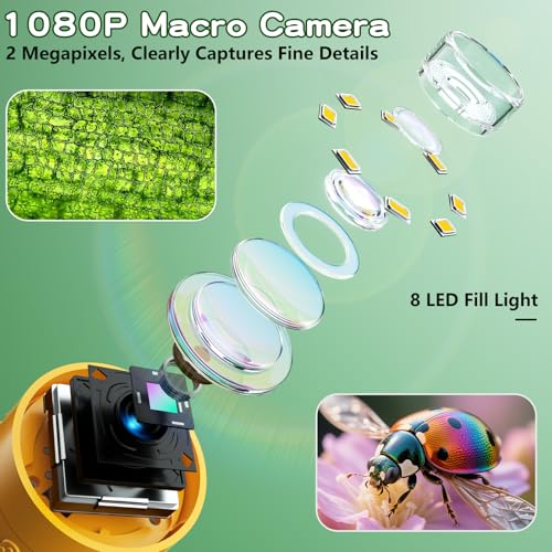 Odatay 1000X Digital Kids Microscope Kit with 12 Slides & 2" Screen, Orange - color: Orange