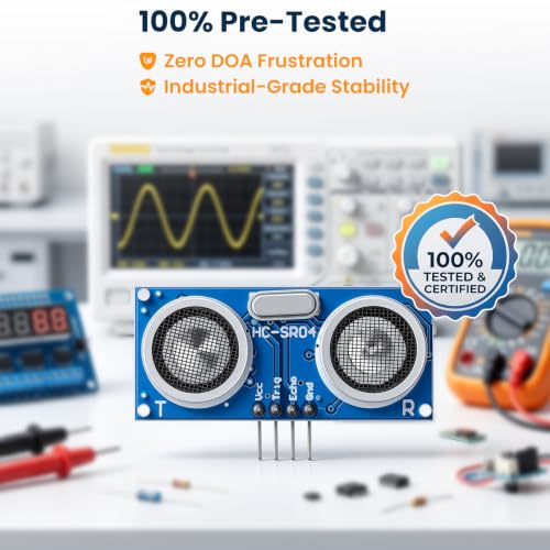 10PCS HC-SR04 Ultrasonic Sensor Module Distance Measuring Transducer for Ar duino UNO ME GA Nano Rasp Berry P i, 0.3cm High Precision Sonar Sensor with Jumper Wires for STEM Robotics Projects