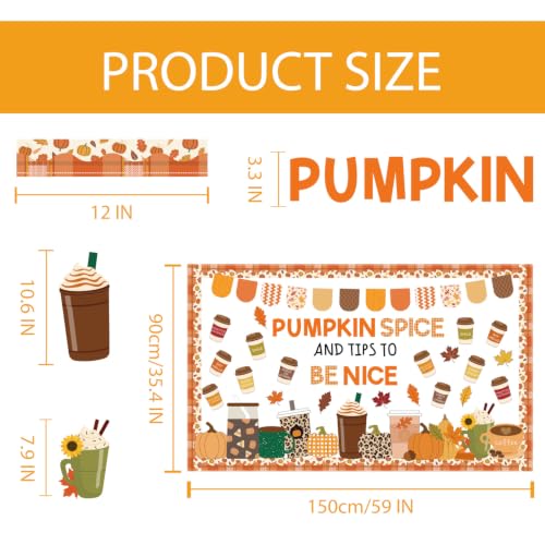 Fall Autumn Bulletin Board Decorations Set Fall Coffee Cup Classroom Decor - color: Fall Pumpkin Juice