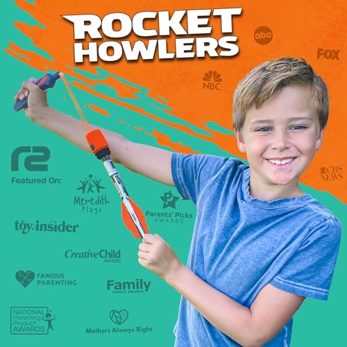 Toy Rocket Launcher for Kids: Outdoor Toys Slingshot - Best Gifts for Boys - Fun Gifts for 8 9 10 11 12 13 14 Year Old Boys + Teen Boy Gift Idea & Cool Boys Toys Age 8-10 & Teen Stocking Stuffers Gift - color: Orange