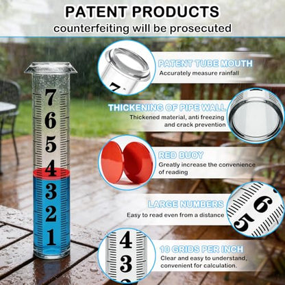 Rain Gauge Replacement Tube,Accurate 7 inch Capacity Rain Gauge Tube,Upgraded Rain Gauge Outdoors Best Rated ,Plastic Rain Meter Tube For Yard,1 Rainfall Measure Thickened Tube with 1 Clean Brush - color: Plastic Rain Gauge Tube B