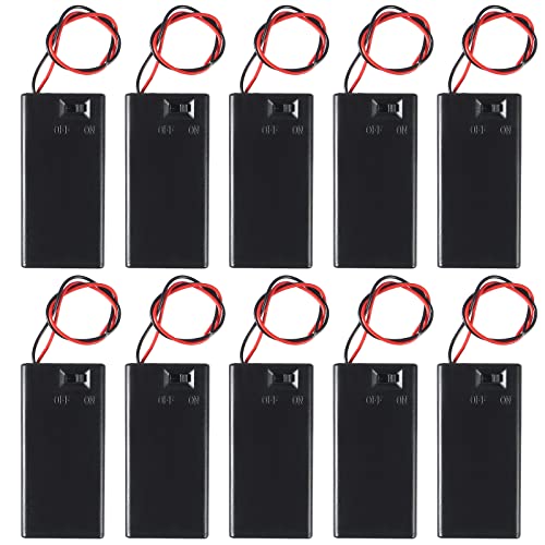 DORHEA 10Pcs 9V Battery Holder, 9 Volt Battery Holder with Switch, 9v Battery Case Connector Wire Spring Clip DIY Plastic Cell Batteries Container Power Bank Cases - color: 9V holder