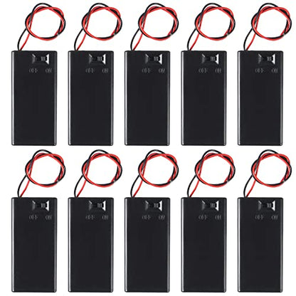 DORHEA 10Pcs 9V Battery Holder, 9 Volt Battery Holder with Switch, 9v Battery Case Connector Wire Spring Clip DIY Plastic Cell Batteries Container Power Bank Cases - color: 9V holder