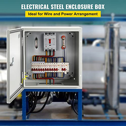VEVOR NEMA Steel Enclosure, 16 x 16 x 6'' NEMA 4X Steel Electrical Box, IP66 Waterproof & Dustproof, Outdoor/Indoor Electrical Junction Box, with Mounting Plate - size: 16 x 16 x 6