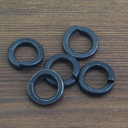 HELIFOUNER 100 Pieces 8.8 Grade Alloy Steel M10 Split Lock Washers, Spring Lock Washers for Screws Bolts, Black - color: Black, size: M10 (100 PCS)