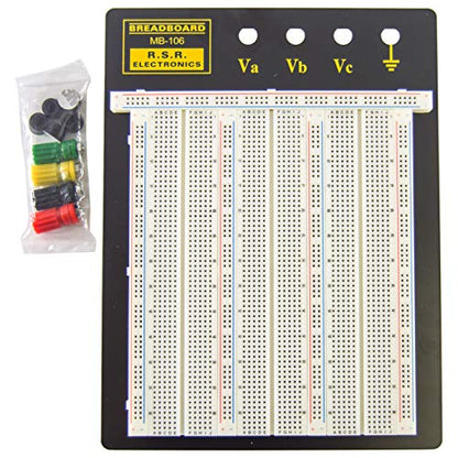 Premium Solderless Breadboard with Aluminum Backplate (2,390 Contact Points, 4 Binding Posts), 9.4" x 7.7" by SciencePurchase