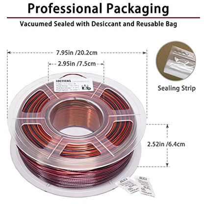 3D Printer Filament, PLA Filament Silk Gold Shiny Red Black PLA Filament 1.75mm +/- 0.02mm, 3D Printing Filament 1kg/2.2lbs - color: Silk Shiny Red Gold Black