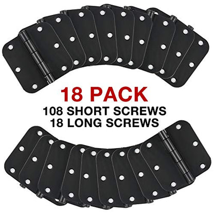 TDCHINGES 3 1/2" Matte Black Door Hinges 3.5 Inch Rounded Flat 18 Pack - color: Matte Black, size: 18 Pack