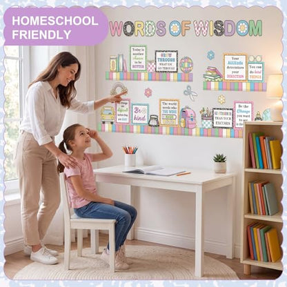 Qilery Words of Wisdom Bulletin Board Set Retro Groovy Classroom Decoration - style: Groovy Words of Wisdom