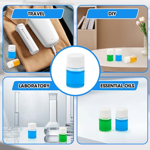 12PCS 2ml Clear Glass Small Vials with White Screw Caps & Plastic Stoppers - color: CLEAR, size: 2ml