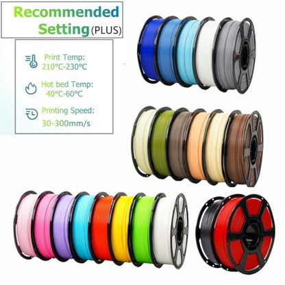 PLA Plus 3D Printer Filament 1.75mm,8 Color 8KG FDM Spool - color: Pla-(1kg*8 Plus Lakeblue+purple+pink+rosepink+white+neongreen+yellow+orange)