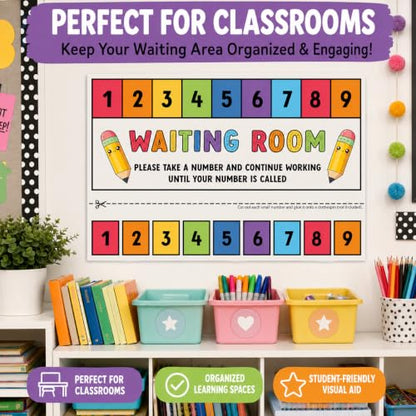 Andaz Press Rainbow Teacher Waiting Room Sign, Please Take a Number Classroom Poster for Student Management, Teacher Waiting in Line System, Behavior Management Visual Aid, 8.5x11 Thick Cardstock - color: Rainbow Teacher Waiting Room Sign