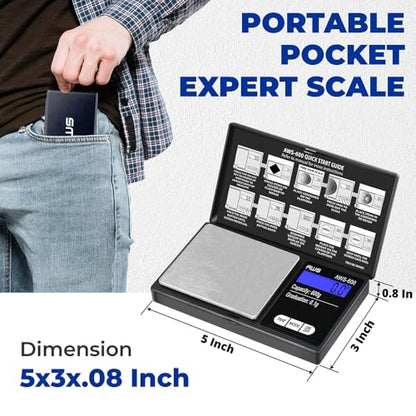American Weigh Scales Digital Pocket Scale 600g x 0.1g with LCD Display Gram, Ounce, Carat, Grain for Coins, Jewellery, Gemstones, Metals, Kitchen, Food & Medicines – Black - color: Black, size: 600g x 0.1g