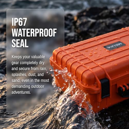 MEIJIA All Weather IP67 Waterproof Hard Camera Case,Hard Protective Case,Hard Case with Customizable Foam,Fit Use of Drones,Camera,Equipments,Pistols(Orange,18.5 x14.06x6.93inches) - color: Orange, size: 18.5 x14.06x6.93inches