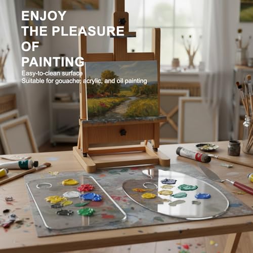 2 Pack Acrylic Paint Palette with Thumb Hole Clear Paint Pallet, Easy Clean Non-Stick Artist Pallet for Oil Watercolor