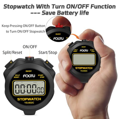 Digital Simple Basic Stopwatch Timer, Silent Stop Watch for Kids Coaches - color: Black