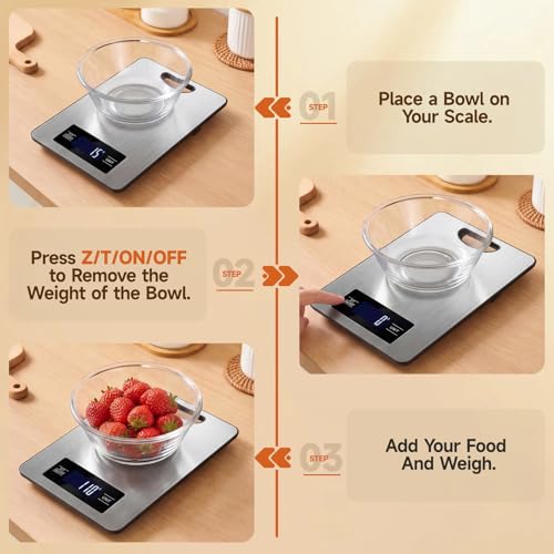 Food Scale, Digital Kitchen Scale with Hanging Loop, 11lb Baking Scale - color: Silver