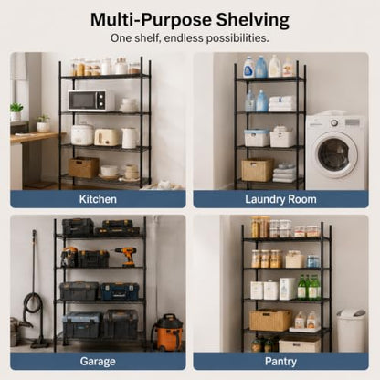 Thyle 4 Pack 74" Wire Shelving Posts with 50 Clip, Chrome Steel, Black - color: Black, size: 74"