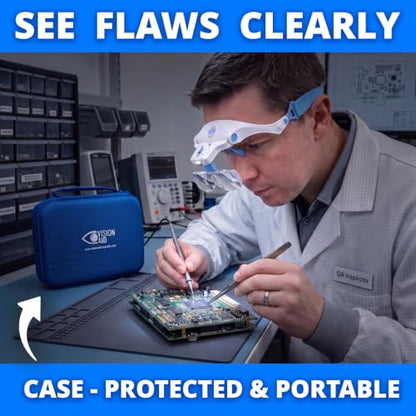 Vision Aid Expert Edition Magnifying Glasses with USB Rechargeable LED Light and Storage Case Hands Free Head Magnifier for Hobby Painting Close Work - size: USB Rechargeable - Expert Set