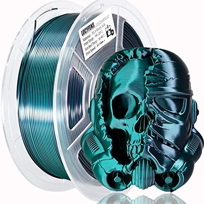 PLA Filament 1.75mm, Silk PLA 3D Printer Filament, High Speed Printing Dual Color Filament Black Green 2 in 1 Coextrusion 1.75 PLA Filament +/-0.02mm, 1kg/2.2lb - color: Dual-color Black Green