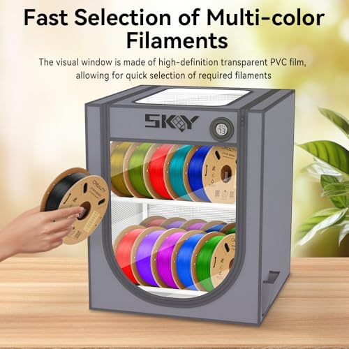 3D Printer Filament Storage Box with Hygrothermograph,Dustproof and Waterproof Storage Box Isolate Pets for Storage Double Layer Storage Rack and Easy to Store 20 roll Pack - size: Large-20 Rolls Grey