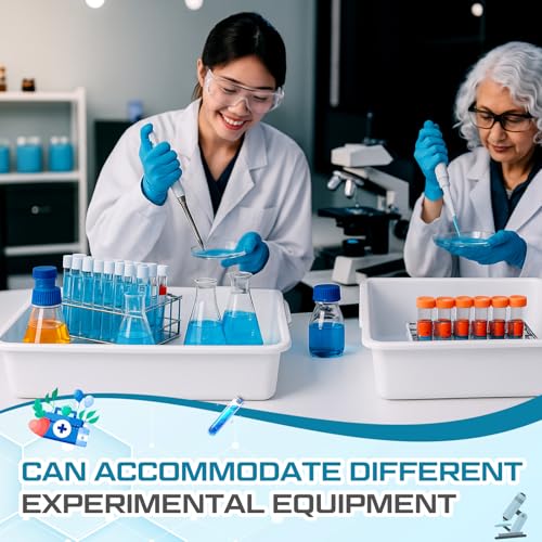Kingdder 10 Pack Plastic Lab Trays 13.78'' L x 9.84'' W x 3.15'' H PP Tray - size: 13.78'' L X 9.84'' W X 3.15'' H