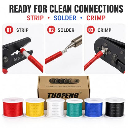 TUOFENG 18 AWG Stranded Wire, 6 Colors, 13.2 ft Each, Tinned Copper - size: 18 AWG Silicone Stranded Wire 6 Colors 13.2ft Each