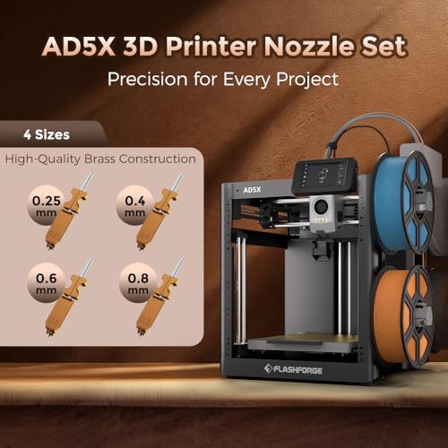 FLASHFORGE AD5X 3D Printer 0.8mm Nozzle Assembly, 30S Quick-Detachable Nozzle,Max 300℃ High Temperature & High Flow 32mm³/s Nozzle for AD5X 3D Printers - style: 0.8mm for AD5X