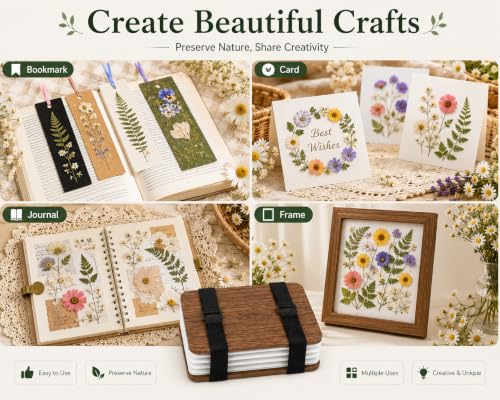 Suziko Professional Wooden Flower Press Kit 6 Layers 6.3 x 8.3 inch, Brown Strap Design for Adults Kids - color: brown